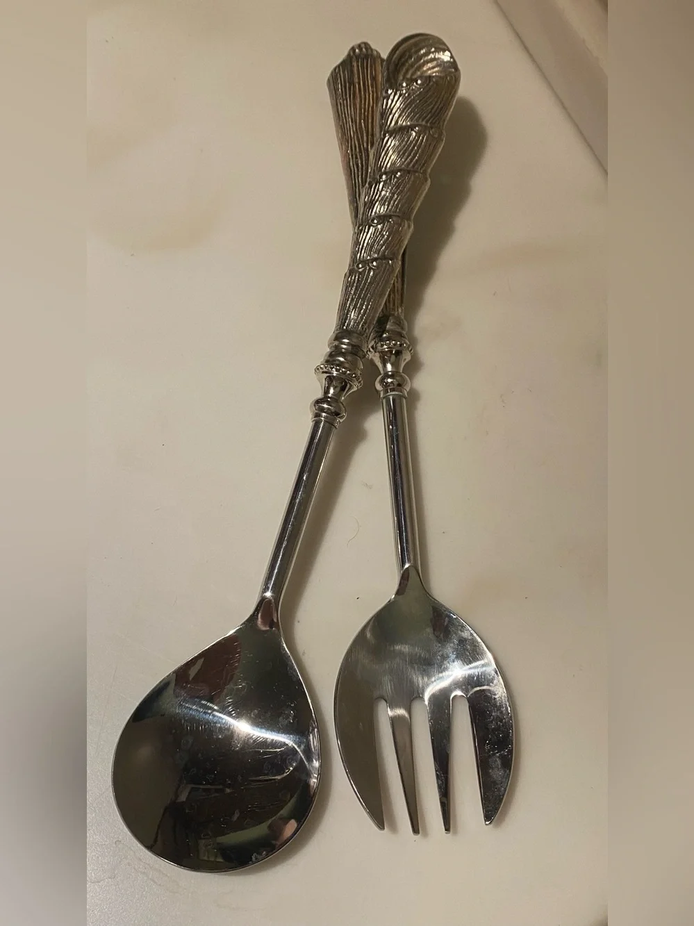 Vintage Silverplated Decorative Serving Spoon and Fork Set